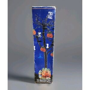 1997 20" Halloween Tree on Pumpkin Porcelain Base‎ with Wood Ornaments